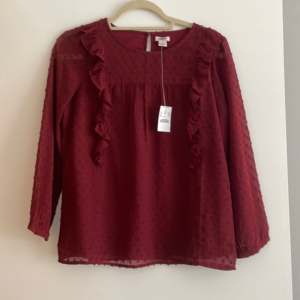 Cranberry Swiss Dot Blouse